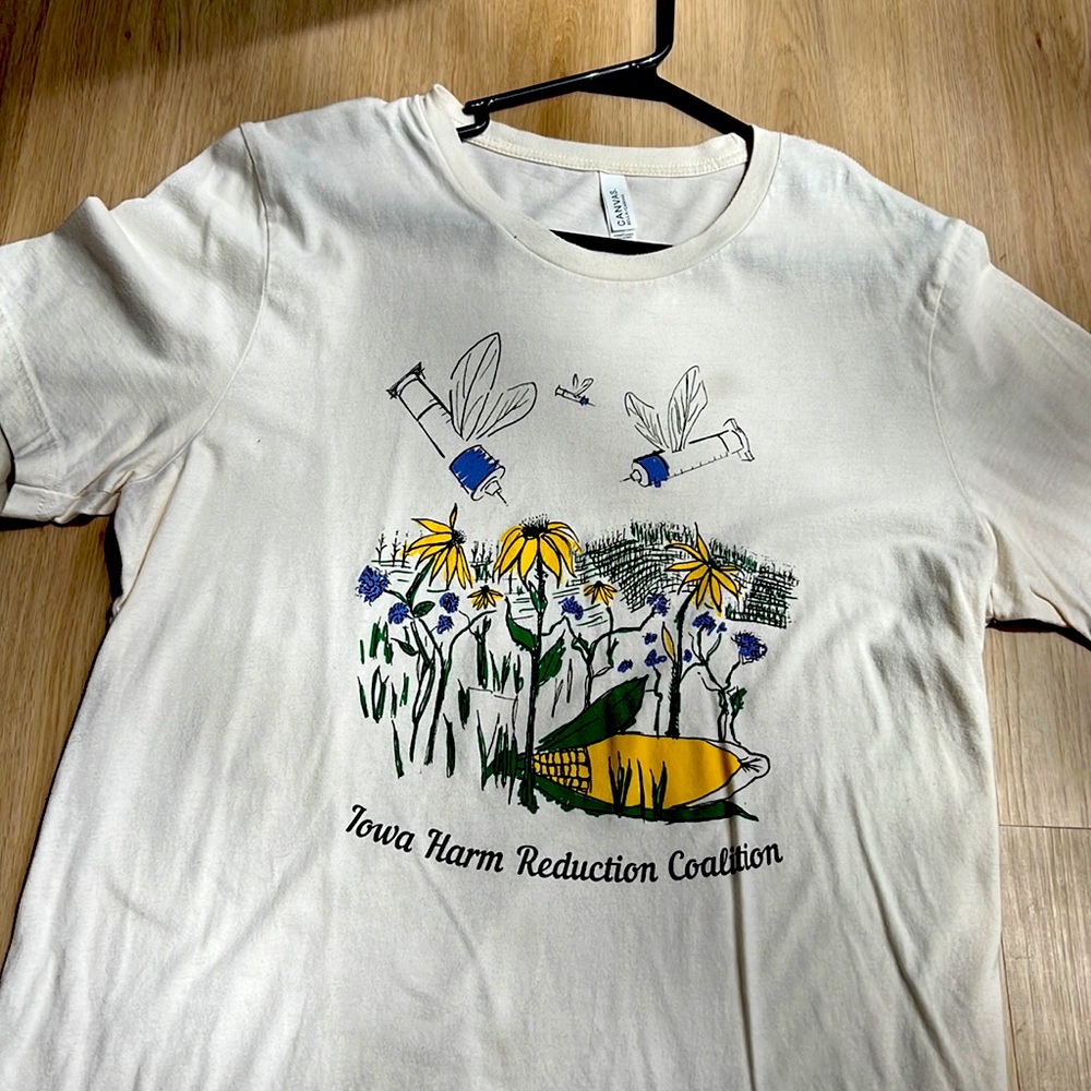 Unique Harm Reduction tee shirt; Iowa harm reduction coalition